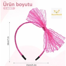 Markaon 80’ler 90’lar Neon Pembe Dantel Taç Fiyonklu
