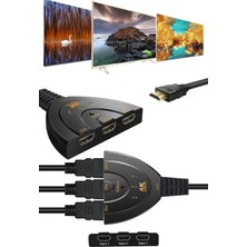 TechnoStation 3in1 HDMI To HDMI Switch Pigtail Kablolu 4K Ultra Hd 2160P HDSW1IN3