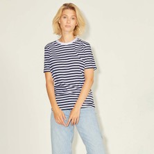 Jjxx Anna Ss Reg Every Stripe Kadın Beyaz Tişört