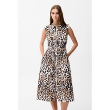 adL Leopar Desenli Fermuarlı Elbise Leopar Desenli 12443762003
