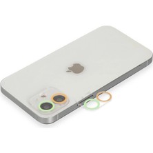 Eco Port Apple Iphone 12 Mini Renkli Kamera Lens Koruma Cam - Turuncu-Yeşil