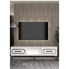 Cantek Dizayn TV1408-1408-TV150-128 Tv Sehpası Beyaz-Gümüş