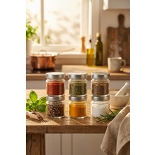 Zuri Design Cam Baharatlık Kavanoz Gümüş Kapaklı Şeffaf Cam Saklama Kavanozu 255 cc