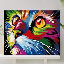 Ulu Pazarlama Numaralı Boyama Tuval Seti, 40X50 cm - Renkli Kedi