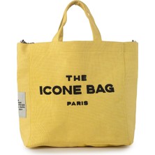 İcone Bag Bej The İcone Bag Bag Paris Işlemeli Tote Kadın Kol Çantası ve Omuz Çantası