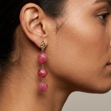 THEIA GemWorks Ode - Pembe Akik Taşlı El Yapımı Küpe