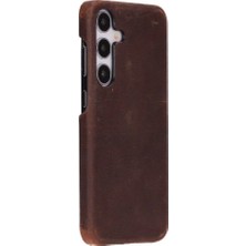 Eco Lounge Samsung Galaxy S25 Uyumlu, Hakiki Deri, El Yapımı Arka Kapak, Antik Kahve
