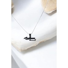 Luna Jewelry Erkek Siyah Atatürk Imza 316L Çelik Kolye
