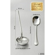 PremiumPort Paslanmaz Çelik 2'li Servis Seti, Çorba Kepçesi ve Servis Kaşığı