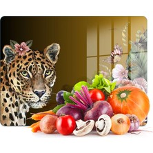 Decovetro Cam Kesme Tahtası ve Sunumluk Tropik Leopar Desenli 40 x 30 cm