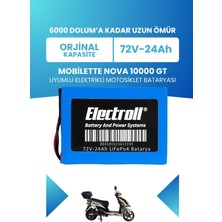 Electroll Mobilette Nova 10000 Gt Batarya (Standart Kapasite) Lifepo4 72V 24AH Elektrikli Motosiklet Bataryası