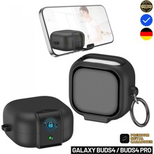 Ewec Samsung Galaxy Buds4 ve Buds4 Pro Uyumlu Güvenlik Kilitli Stand Fonksiyonlu Premium Kulaklık Kılıfı