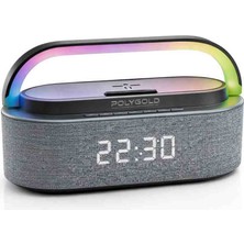 Beemen Rgb Işıklı Bluetooth Hoparlör Kablosuz Şarjlı Dijital Saat Alarm Özellikli Masaüstü Speaker