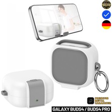 Ewec Samsung Galaxy Buds4 ve Buds4 Pro Uyumlu Güvenlik Kilitli Stand Fonksiyonlu Premium Kulaklık Kılıfı