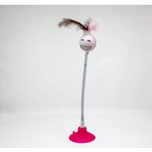 Ulu Pazarlama Vantuzlu Yaylı Gülen Yüz Kedi Oyuncağı - Pembe