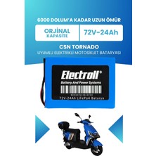 Electroll Csn Tornado Batarya (Standart Kapasite) Lifepo4 72V 24AH Elektrikli Motosiklet Bataryası