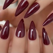 Ulu Pazarlama 100'LÜ Bordo Stiletto Takma Tırnak Seti