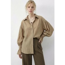 Shade Kadın Fırfır Manşet Detaylı Oversize Gömlek
