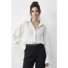Shade Kadın Fırfır Manşet Detaylı Oversize Gömlek