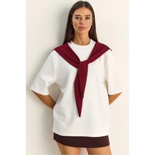 Shade Kadın Şal Detaylı Oversize Basic T-Shirt