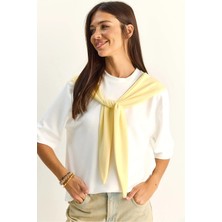 Shade Kadın Şal Detaylı Oversize Basic T-Shirt
