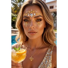 Bear & Pear Moonshine Gold Renk Ay ve Yıldız Yüz Taşı Parti Festival Makyaj Aksesuarı