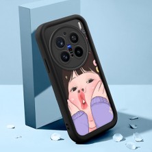 HONTINGA Vivo X200 Pro ile Uyumlu Kılıfı Düşüme Önleyici Basitlik Anti Düşme Kamera Korumali Şirin Kedi Kız Siyah Desen Yumuşak Silikon Telefon Kılıfı Kadın ve Erkek Için Uygundur K2-0060