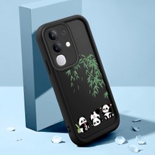 HONTINGA Vivo Y29 ile Uyumlu Kılıfı Düşüme Önleyici Basitlik Anti Düşme Kamera Korumali Şirin Kedi Panda Siyah Desen Yumuşak Silikon Telefon Kılıfı Kadın ve Erkek Için Uygundur K2-0067