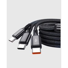 Sayarmarkt 3 Başlıklı Hızlı Şarj Kablosu Metal Alaşımlı Dayanıklı ve Akıllı Çipli