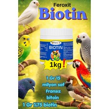 Feroxit 1 kg   Biotin – 1 Gramda 15 Milyon Güçlü Tüy Bakım  ve Iskelet Sistemi Desteği Tüm Kuş Turleri Için Büyük Boy 1 Kilo