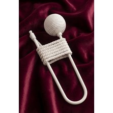 Mefaks Tekstil Beyaz Hayalet Perde Tutucu Kornise Takilan Topuzlu Kol Baglama Aparati