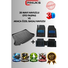 PINUKS Renault Fluence 2022 Model Uyumlu Siyah- Mavi Renk+Araca Özel Bagaj Havuzu Oto Paspas Seti