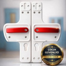 Bariyerli Kapı Kolu | Beyaz-Kırmızı Renkli | Çocuk Güvenlikli | Okul ve Eğitim Alanlarına Uygun