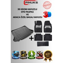PINUKS Skoda Octavia 2020 Model Uyumlu Siyah- Gri Krom Renk+Bagaj Havuzu Oto Paspas Seti