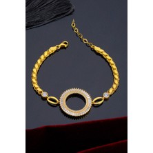 İnnuendo Jewelry 925 Ayar Gümüş Taşlı Halka Detaylı Çeyrekli Bileklik