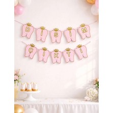 Parti Adresi Dişim Çıktı Diş Buğdayı Temalı Yazı Pembe - Gold