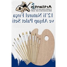 Ulu Pazarlama 12'li Ahşap Palet Resim Fırçası Seti Yuvarlak ve Kesik Uçlu