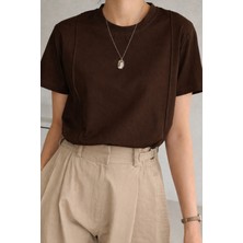 Tarz Cool Kadın Kısa Kollu Çizgi Detaylı Basic Tişört Süprem Kumaş Yazlık Rahat T-Shirt
