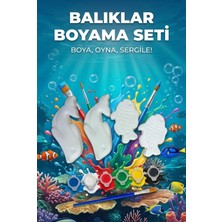 Zuri Design Balıklar Boyama Seti - Beton Figür Boyama Seti Fırça ve Boya Dahil Hobi Seti