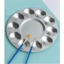 Ulu Pazarlama 17 cm Metal Boyama Paleti, 10 Hazneli, Fırça Hediyeli