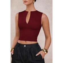 Tarz Cool Kadın Derin V Yaka Atlet Esnek Kumaş Crop Üst