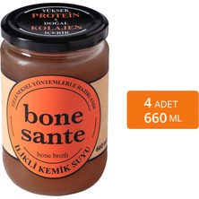 Bone Sante 660 ml x 4 Ilıklı Kemik Suyu Türkiye Menşeli Yüksek Protein ve Doğal Kolajen İçerir