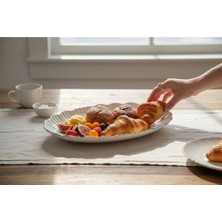 Kütahya Home Timeless Elegance 2'li 25 cm Gümüş Porselen Kayık Salata Takımı – Şık Sofra Seti Modern