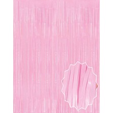 Freedom Storee Soft Pembe Püsküllü Kapı Perdesi - Parti, Baby Shower, Cinsiyet Partisi 1x2 M