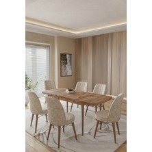Toce Kuf Serisi 80X130 Açılabilir Masa Yemek Odası Takımı, Mutfak Takımı 6 Adet Sandalye