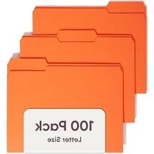 Ulu Pazarlama Turuncu Renkli 1/3 Kesik Sekmeli Dosya Klasörü, 100 Adet