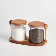 Ulu Pazarlama 2'li Hava Geçirmez Cam Baharat ve Tuzluk Seti