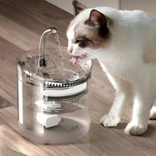 Ulu Pazarlama Şeffaf Kedi Su Pınarı 1.8l, Sessiz Pompa ve 3 Aşamalı Filtre