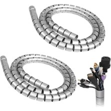 Ulu Pazarlama 22 mm Gri Spiral Kablo Kanalı, 1 Metre, 2 Adet Set