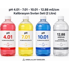 Tekno İstanbul pH 4.01 - 7.01 - 10.01 & 12.88 mS/cm İletkenlik Kalibrasyon Sıvıları Tampon Çözelti Seti (2 Litre)